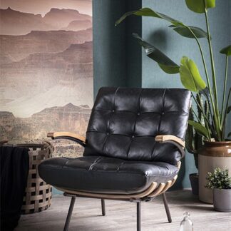 Fauteuil Bastiaan zwart java leder sfeer