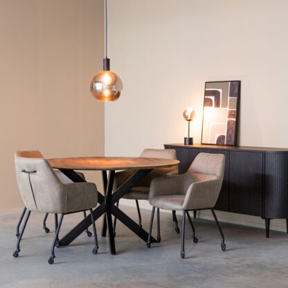 LABEL51 Eetkamertafel Otis - Espresso - Mangohout - 130 cm - Rond - Afbeelding 4