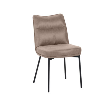 LABEL51 Eetkamerstoel Lennon - Taupe - Micro Suede - Black Frame