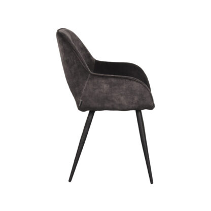 LABEL51 Eetkamerstoel Fer - Antraciet - Velours - Black Frame - Afbeelding 4