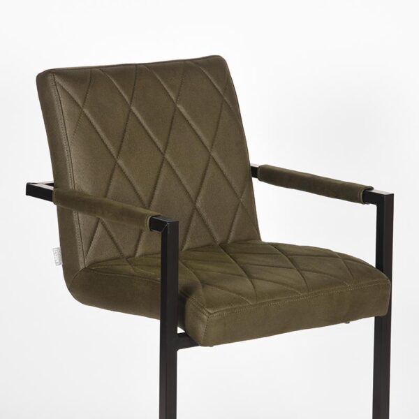 LABEL51 Eetkamerstoel Denmark - Army green - Microfiber - Black Frame - Afbeelding 5
