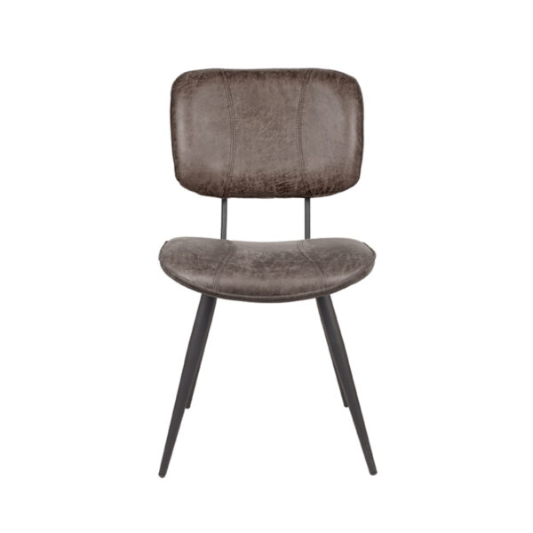 LABEL51 Eetkamerstoel Fos - Antraciet - Leder - Black Frame - Afbeelding 2