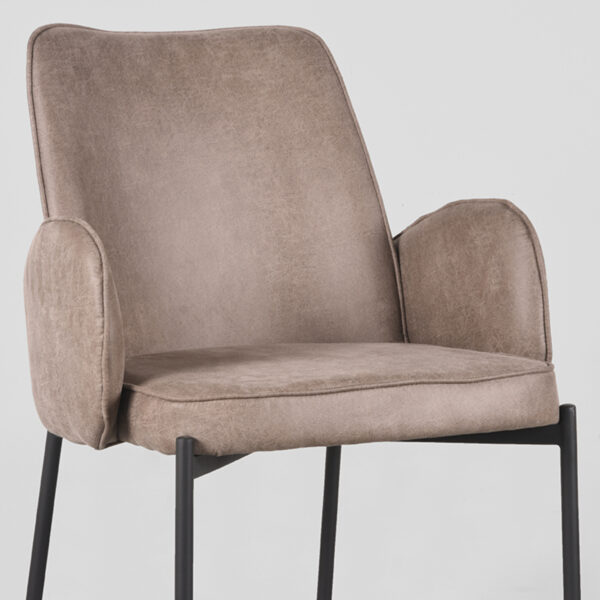 LABEL51 Eetkamerstoel Joni - Taupe - Micro Suede - Black Frame - Afbeelding 6