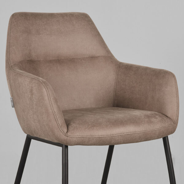 LABEL51 Eetkamerstoel Lenny - Taupe - Micro Suede - Black Frame - Afbeelding 6