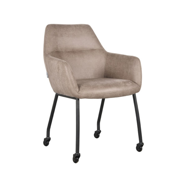 LABEL51 Eetkamerstoel Lenny - Taupe - Micro Suede - Black Frame