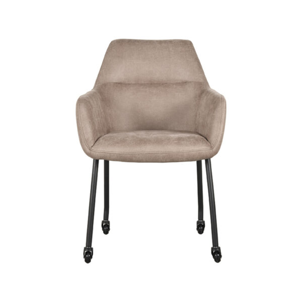 LABEL51 Eetkamerstoel Lenny - Taupe - Micro Suede - Black Frame - Afbeelding 3