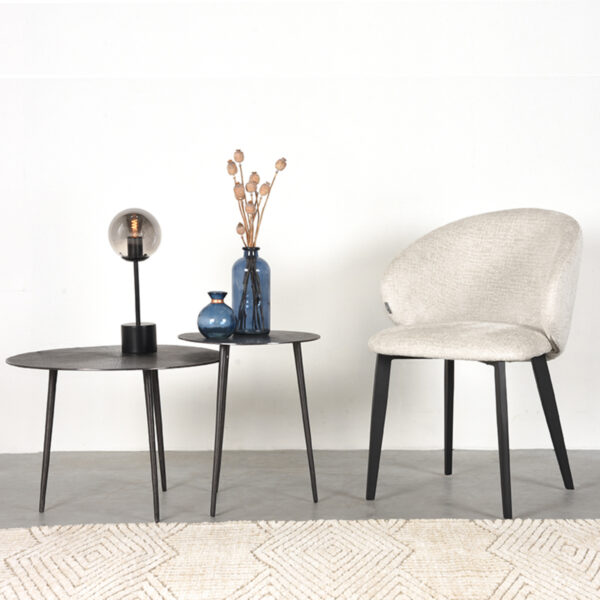 LABEL51 Eetkamerstoel Logan - Crème - Elegance - Black Frame - Afbeelding 7