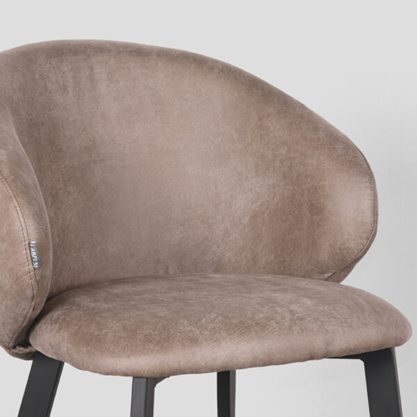 LABEL51 Eetkamerstoel Logan - Taupe - Micro Suede - Black Frame - Afbeelding 6