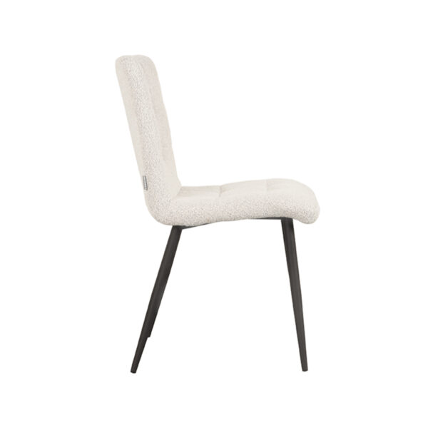 LABEL51 Eetkamerstoel Sam - Wit - Boucle - Black Frame - Afbeelding 4