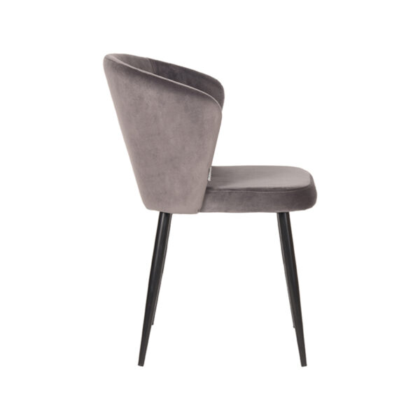 LABEL51 Eetkamerstoel Wave - Grijs - Fluweel - Black Frame - Afbeelding 7
