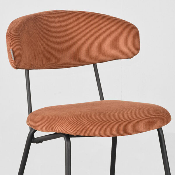 LABEL51 Eetkamerstoel Zack - Rust - Ribcord - Black Frame - Afbeelding 6