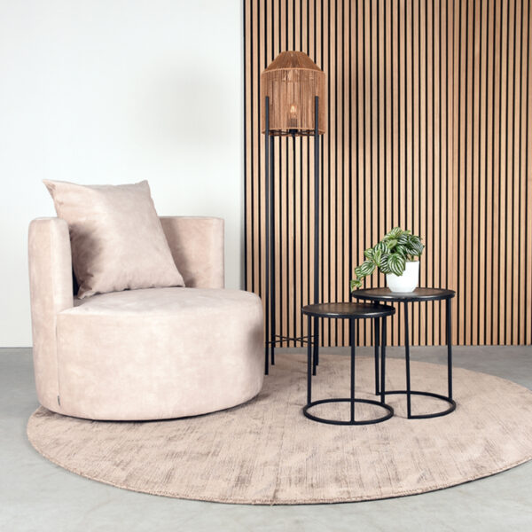 LABEL51 Fauteuil Evy - Naturel - Velours - 90 cm - Afbeelding 7