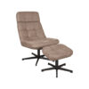 LABEL51 Fauteuil Alvar - Taupe - Micro Suede - Incl. Hocker - Afbeelding 3