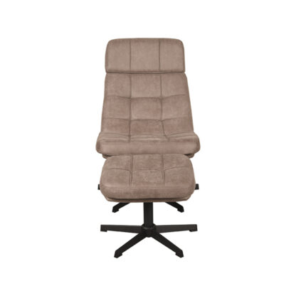 LABEL51 Fauteuil Alvar - Taupe - Micro Suede - Incl. Hocker - Afbeelding 4