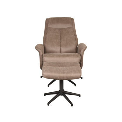 LABEL51 Fauteuil Bergen - Taupe - Micro Suede - Incl. Hocker - Afbeelding 6