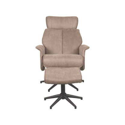 LABEL51 Fauteuil Verdal - Taupe - Micro Suede - Incl. Hocker - Afbeelding 6