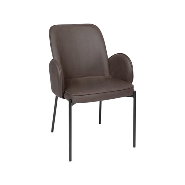 LABEL51 Eetkamerstoel Jari - Antraciet - Microfiber - Black Frame