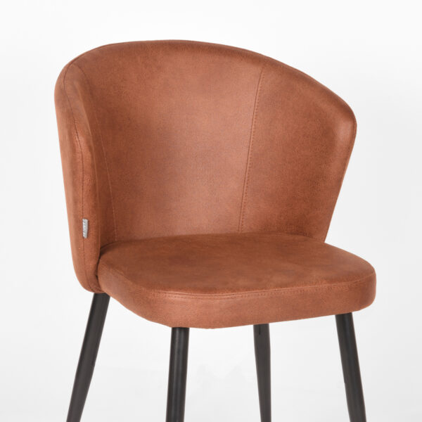 LABEL51 Eetkamerstoel Wave - Cognac - Microfiber - Black Frame - Afbeelding 6