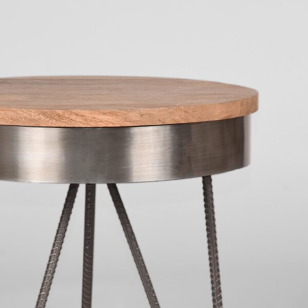 LABEL51 Bijzettafel Saran - Grijs - Mangohout - 44 cm - Rond - Afbeelding 4