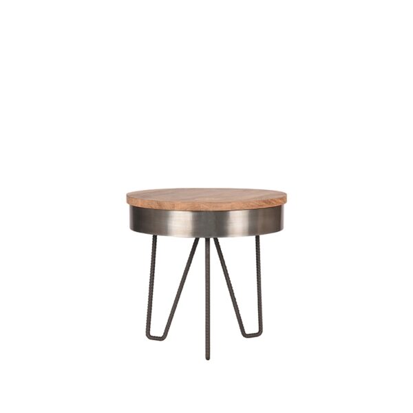 LABEL51 Bijzettafel Saran - Grijs - Mangohout - 44 cm - Rond - Afbeelding 3