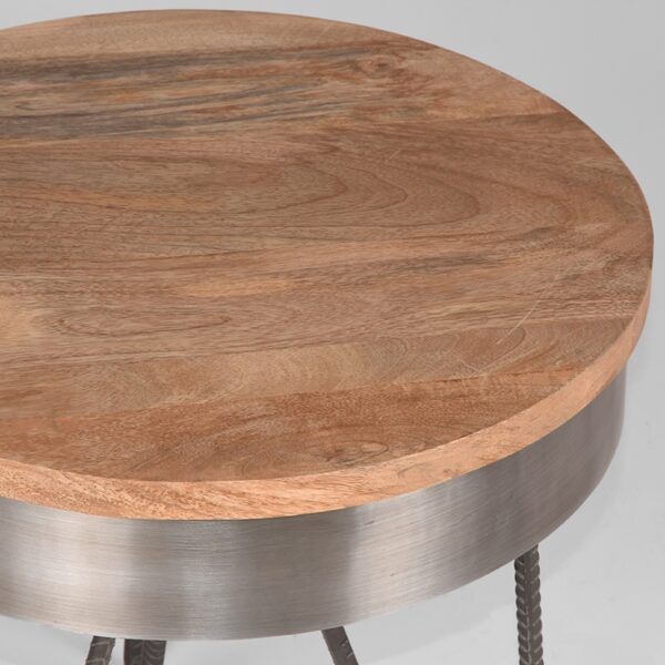 LABEL51 Bijzettafel Saran - Grijs - Mangohout - 44 cm - Rond - Afbeelding 5