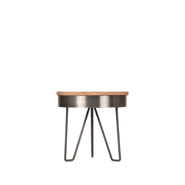 LABEL51 Bijzettafel Saran - Grijs - Mangohout - 44 cm - Rond - Afbeelding 2