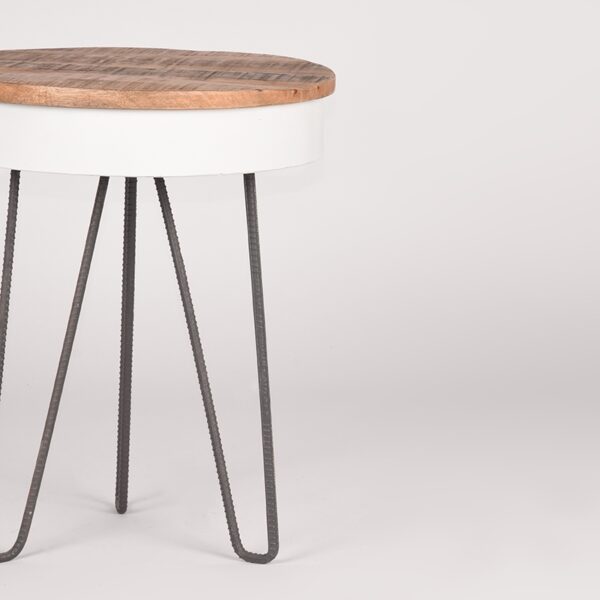 LABEL51 Bijzettafel Saria - Wit - Mangohout - 44 cm - Rond - Afbeelding 4