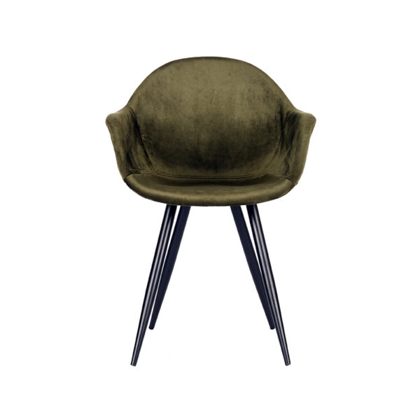 LABEL51 Eetkamerstoel Forli - Army green - Fluweel - Black Frame - Afbeelding 2