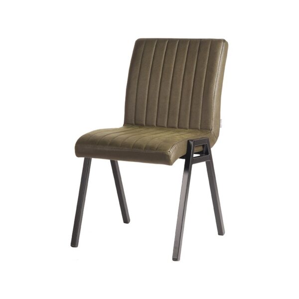 LABEL51 Eetkamerstoel Matz - Army green - Microfiber - Black Frame - Afbeelding 2