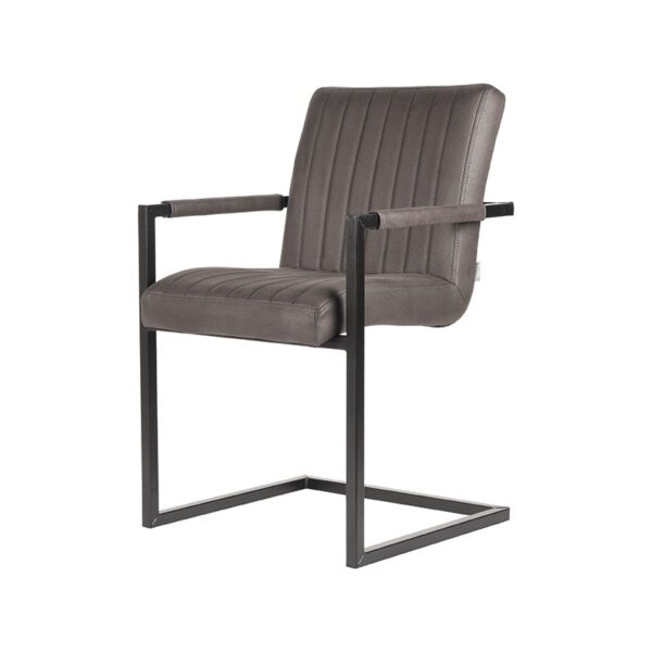 LABEL51 Eetkamerstoel Milo - Antraciet - Microfiber - Black Frame - Afbeelding 2