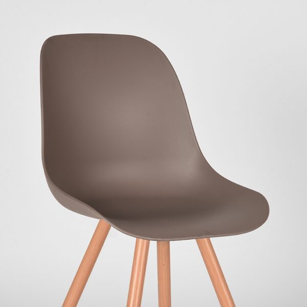LABEL51 Eetkamerstoel Rimini - Coffee - Kunststof - Oak Metal Woodcover - Afbeelding 6