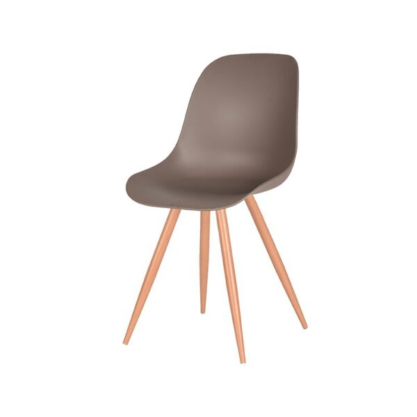 LABEL51 Eetkamerstoel Rimini - Coffee - Kunststof - Oak Metal Woodcover - Afbeelding 2