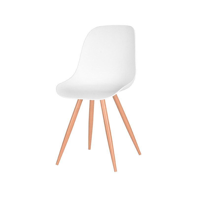 LABEL51 Eetkamerstoel Rimini - Wit - Kunststof - Oak Metal Woodcover - Afbeelding 2