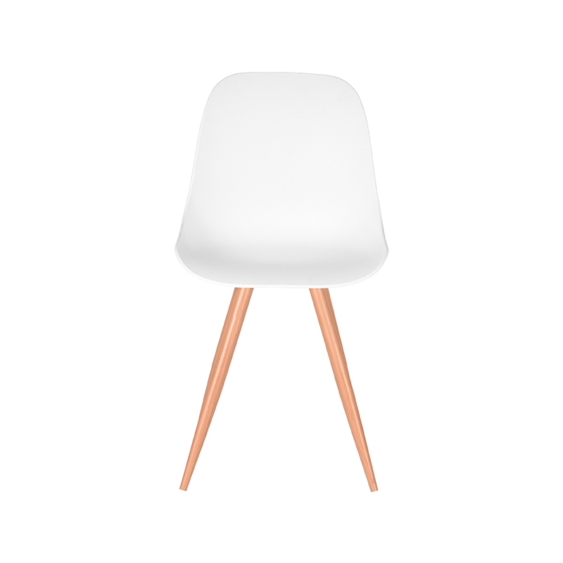 LABEL51 Eetkamerstoel Rimini - Wit - Kunststof - Oak Metal Woodcover - Afbeelding 3