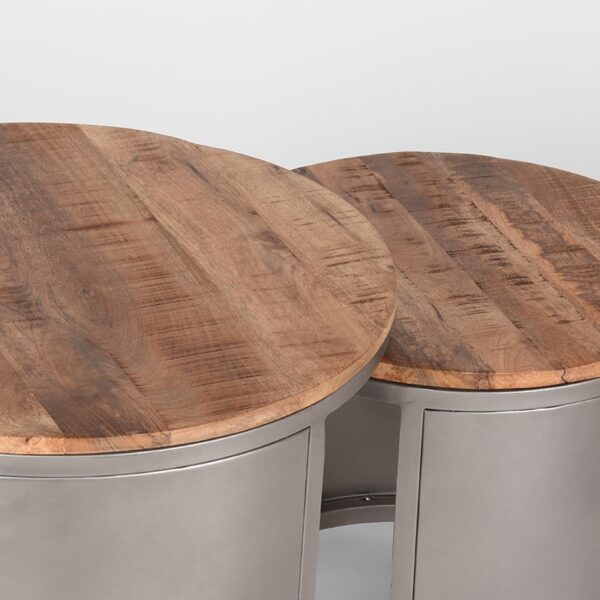 D-MAXX Salontafel Set Bunch - Rough - Mangohout - 60 cm - Rond - Afbeelding 4