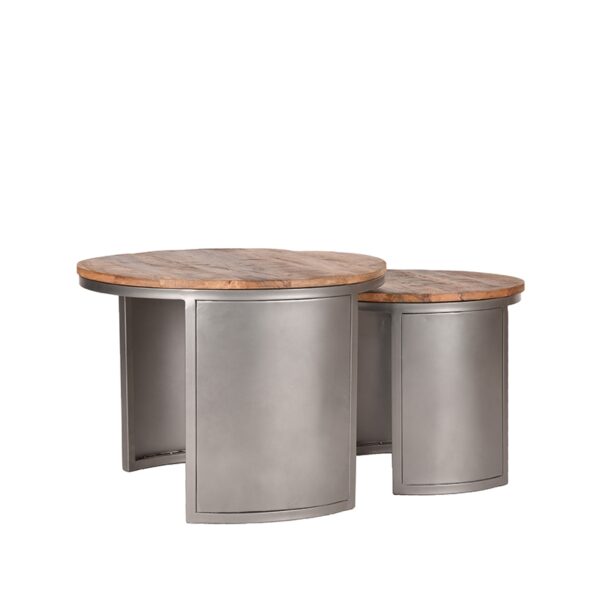 D-MAXX Salontafel Set Bunch - Rough - Mangohout - 60 cm - Rond - Afbeelding 2