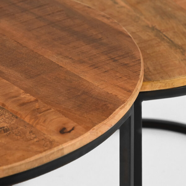 LABEL51 Salontafel Set Double - Rough - Mangohout - 70 cm - Rond - Afbeelding 5