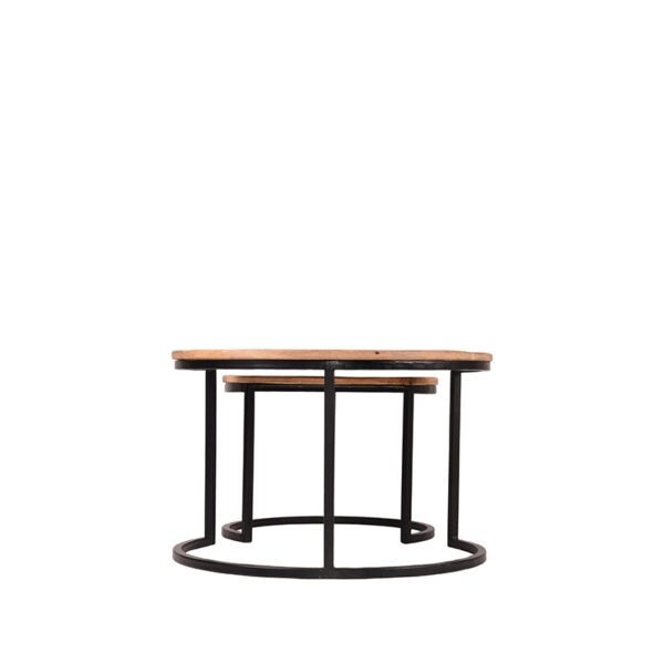 LABEL51 Salontafel Set Double - Rough - Mangohout - 70 cm - Rond - Afbeelding 3
