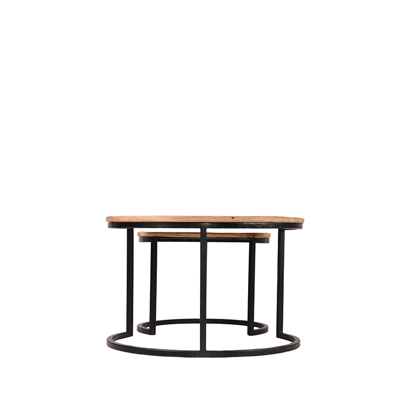 LABEL51 Salontafel Set Double - Rough - Mangohout - 70 cm - Rond - Afbeelding 3