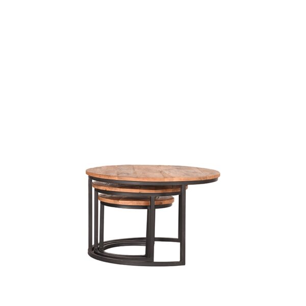 LABEL51 Salontafel Set Triplet - Rough - Mangohout - 60 cm - Rond - Afbeelding 4