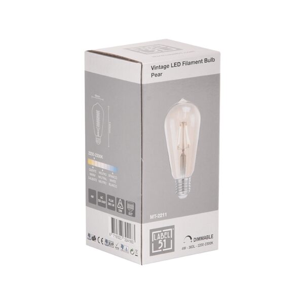LABEL51 Lichtbron Kooldraadlamp - Glas - Peer - Afbeelding 3