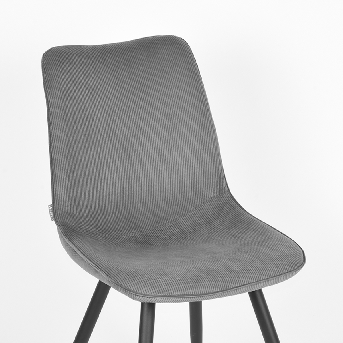LABEL51 Eetkamerstoel Jort - Donkergrijs - Ribcord - Black Frame - Afbeelding 6